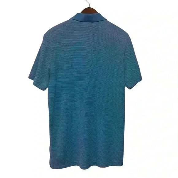 Adidas Golf Polo Shirt Mens Sz M Blue Striped Short Sleeve Moisture Wicking - Picture 2 of 6